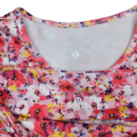 Laundry By Shelli Segal Floral Print Athletic Crop Top & Shorts Set L top M bott - Picture 3 of 6